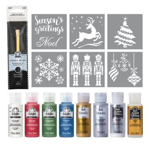 FolkArt ® Holiday Paint & Stencil Kit, 15pc – PROMOHLDY24