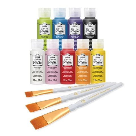 FolkArt ® Paint For Plastic™ - 12pc Paint & Brush Set - PROMOFAPP24