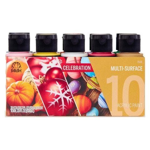 FolkArt ® Multi-Surface Satin Acrylic Paint 10 Color Set - Celebrations - 7510